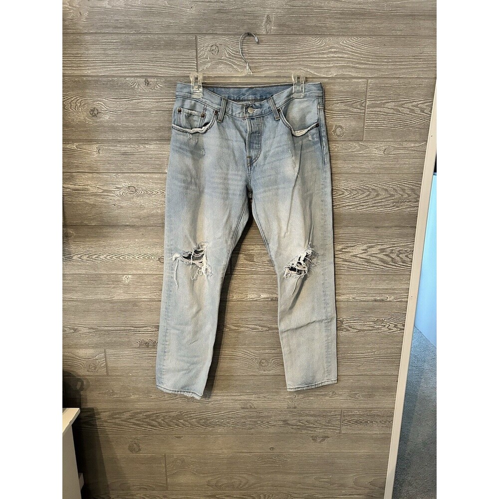 Levis 501CT Womens Jeans 27 Distressed‎ High Rise Straight Button Fly